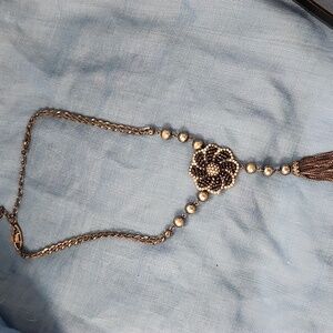 Givenchy Silver Floral Pearl Necklace